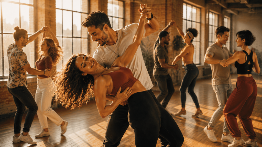 Tanzpaare tanzen Salsa Cubana mit tollen Moves