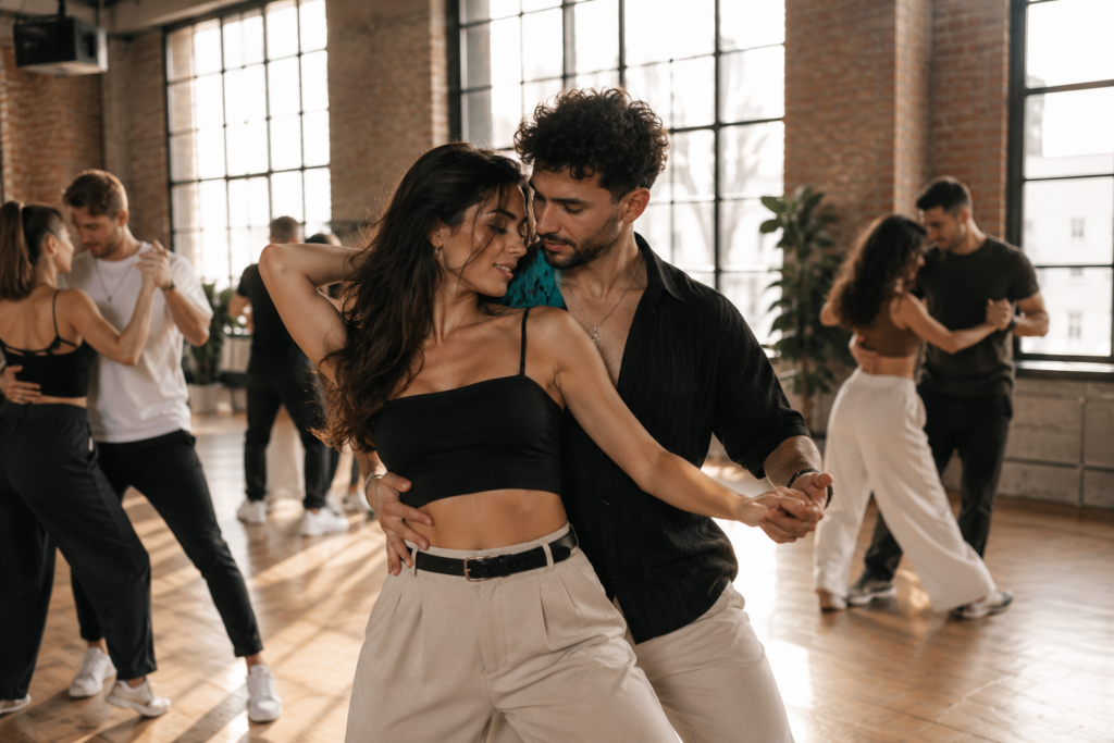 KI-generiert mit OpenAI: Tanzpaare tanzen Bachata Sensual